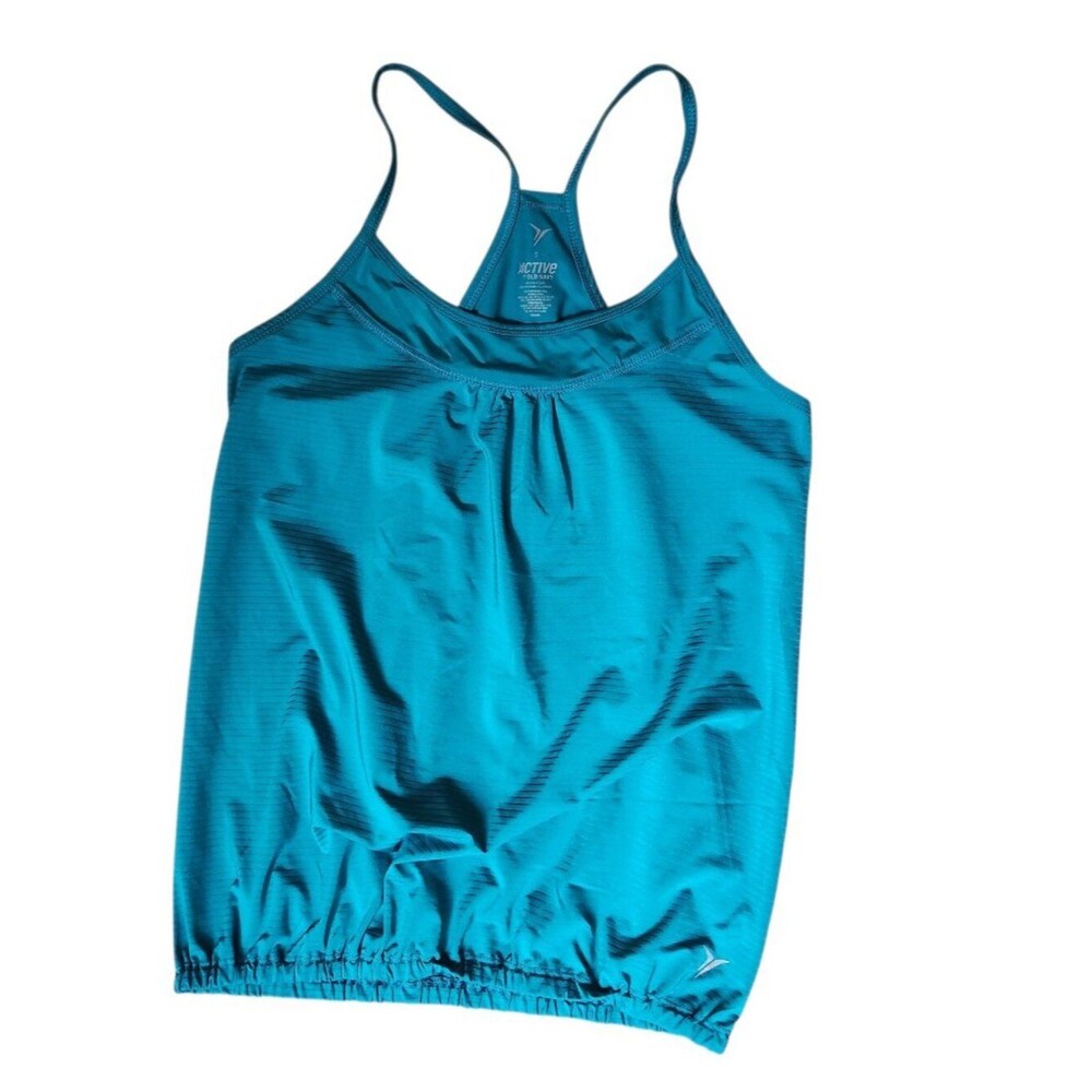 Old Navy Women's Active Loose Racerback Tank Top Size S Blue Elastic Hem